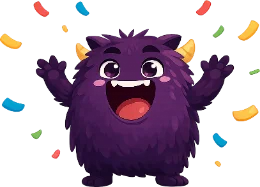 Jubelndes Monster mit Konfetti